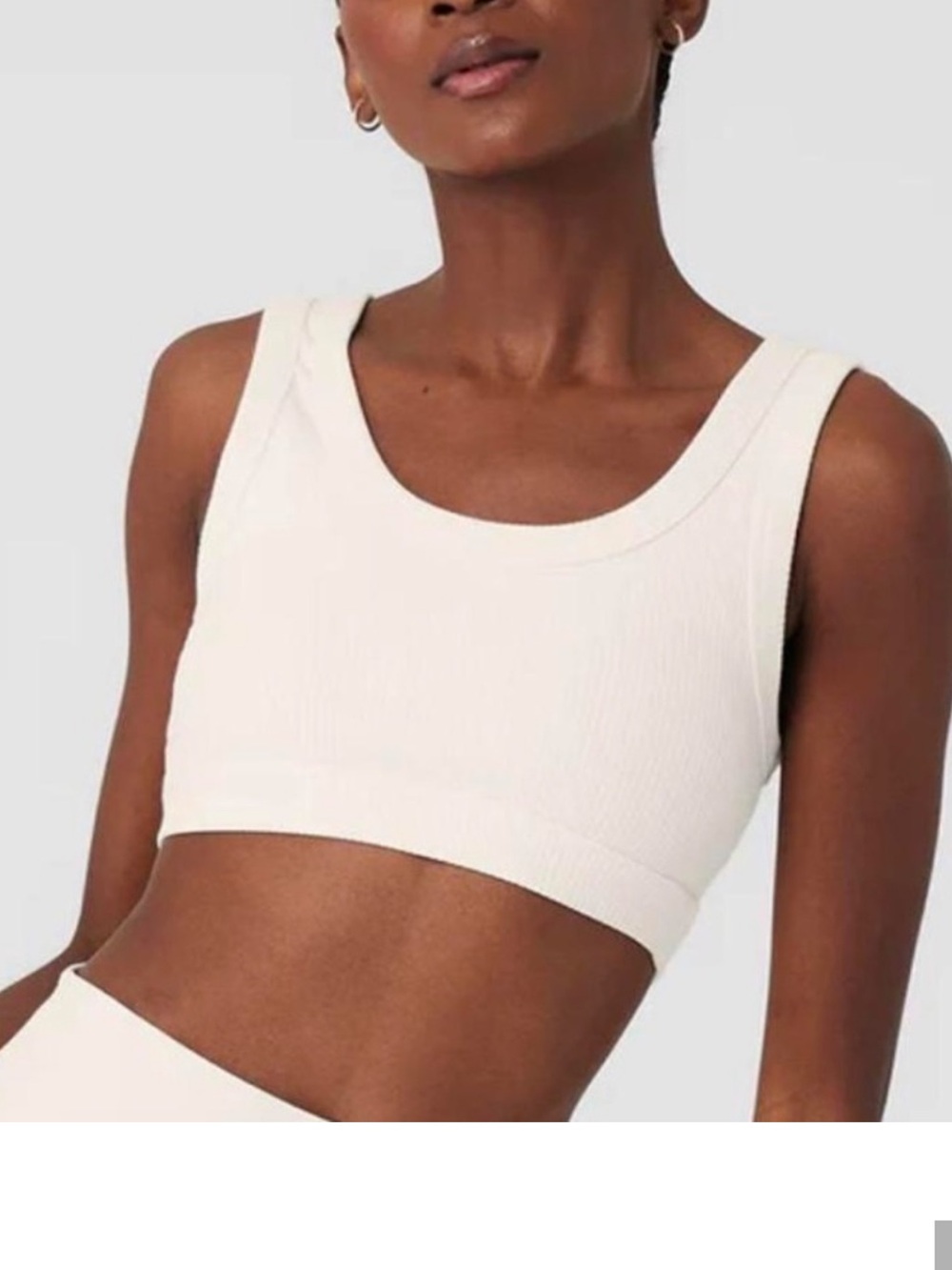 Alo Scoop Neck Ribbed Bra (white/cream)